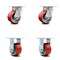 Service Caster 4 Inch Kingpinless Red Poly on Steel Wheel Swivel Caster Swivel 2 Rigid, 2PK SCC-KP30S420-PUR-RS-2-R-2 - alternate 1